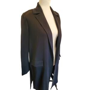 St. John Wool Blend stretch  Knit longline open Blazer jacket pockets size‎ 6